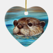 Otter Painting Keramisch Ornament (Achterkant)