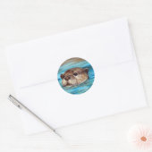 Otter Painting Ronde Sticker (Envelop)