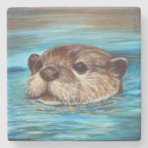 Otter Painting Stenen Onderzetter