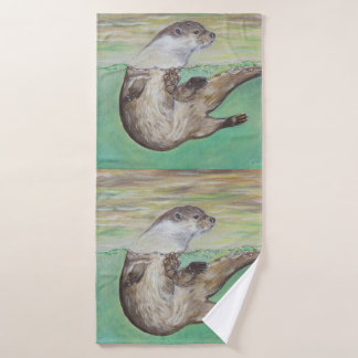 Otter Painting van de afspeelrivier Bad Handdoek