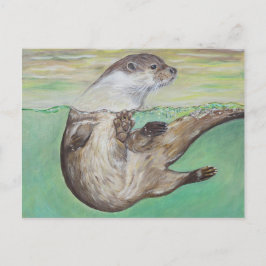 Otter Painting van de afspeelrivier Briefkaart