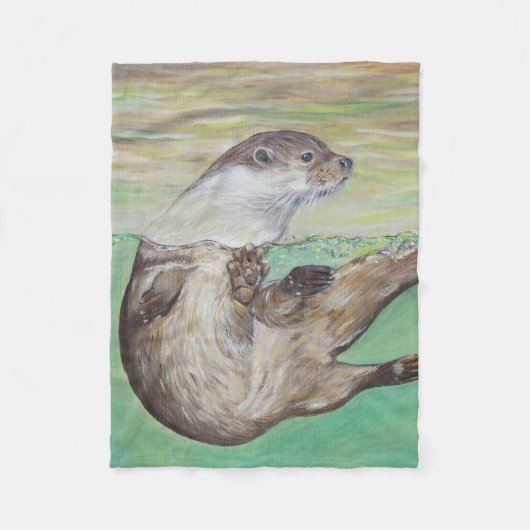 Otter Painting van de afspeelrivier Fleece Deken (Voorkant)