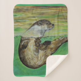 Otter Painting van de afspeelrivier Sherpa Deken