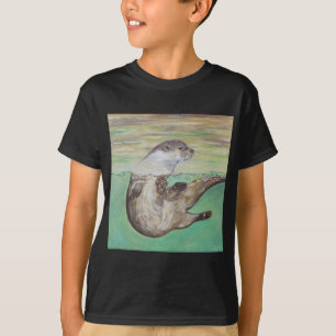 Otter Painting van de afspeelrivier T-shirt