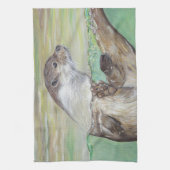 Otter Painting van de afspeelrivier Theedoek (Verticaal)