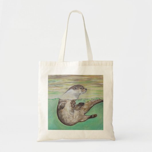 Otter Painting van de afspeelrivier Tote Bag (Voorkant)