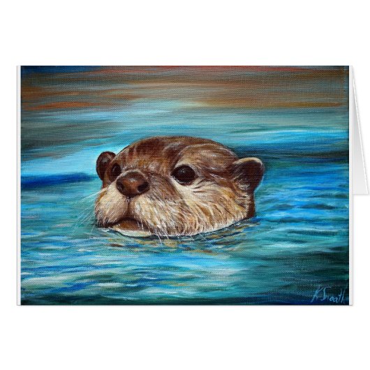 Otter Painting Wenskaart (Voorkant Horizontaal)