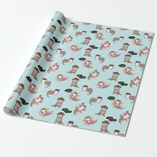 Otter Pattern Wrapping Paper Cadeaupapier