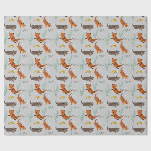 Otter Pattern Wrapping Paper Cadeaupapier (Vlak)