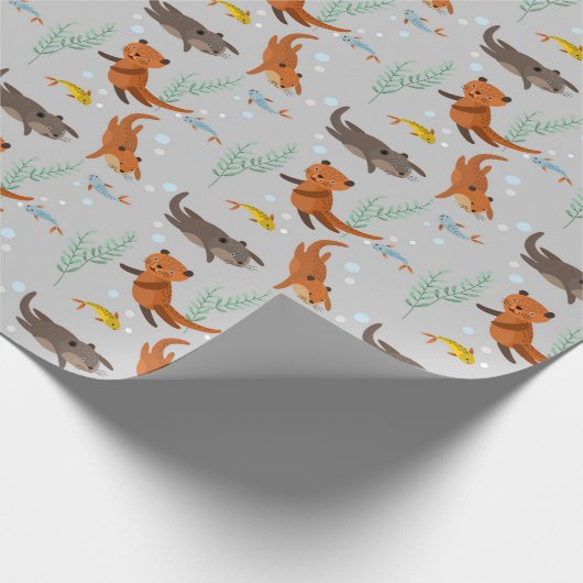 Otter Pattern Wrapping Paper Cadeaupapier (Hoek)