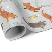 Otter Pattern Wrapping Paper Cadeaupapier (Rol Hoek)