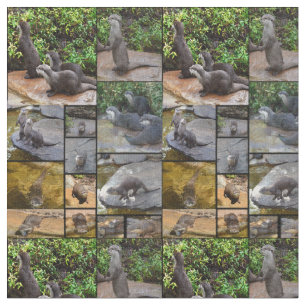 Otter Photo Collage, gecomprimeerd katoenmateriaal Stof