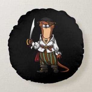Otter Pirate Animal Sailor Kapitein Animal Rond Kussen