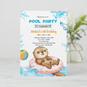 Otter Pool Party Birthday Invitation (Debout devant)