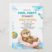 Otter Pool Party Birthday Invitation (Devant / Derrière)