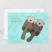 Otter Porte-Mains Carte Postale Cute Otter Couple (Devant / Derrière)