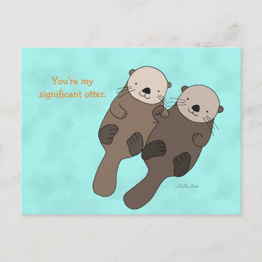 Otter Porte-Mains Carte Postale Cute Otter Couple (Devant)