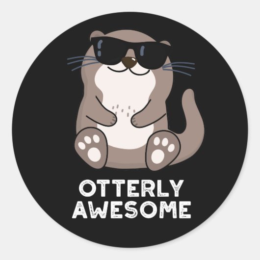 Otter Pun Dark BG - Geweldige Ronde Sticker (Voorkant)