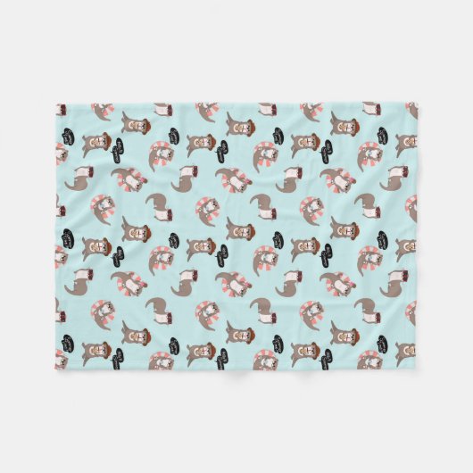 Otter Pups Fleece Blanket Deken (Voorkant (Horizontaal))