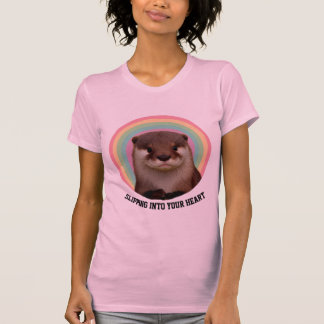Otter Regenboog Hart Grafische Zachte Roze T-Shirt