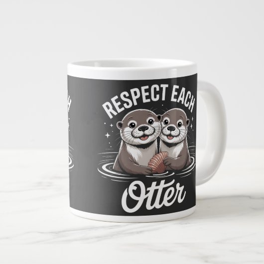 Otter Respect Each Other Funny Extra Grote Beker (Voorkant rechts)