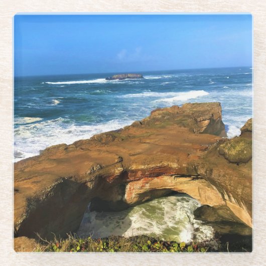 Otter Rock in Devil's Punchbowl State Park, Oregon Glazen Onderzetter (Voorkant)