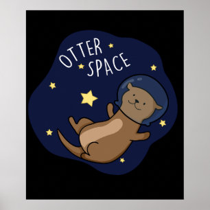 Otter Ruimte Grappige Astronaut Otter Pun Poster