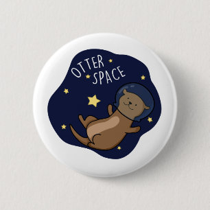 Otter Ruimte Grappige Astronaut Otter Pun Ronde Button 5,7 Cm