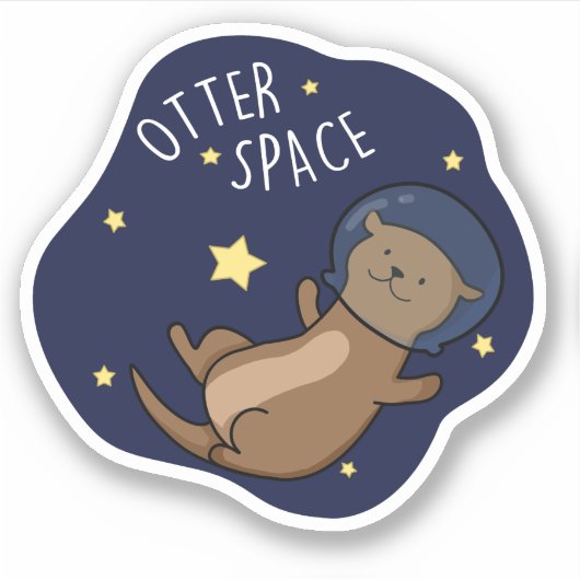 Otter Ruimte Grappige Astronaut Otter Pun Sticker (Voorkant)