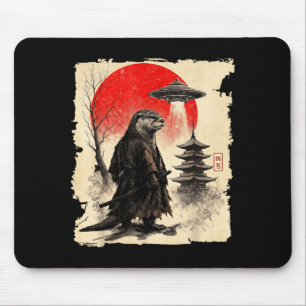 Otter Samurai Retro Ufo Japanse Krijger Kunst Graf Muismat