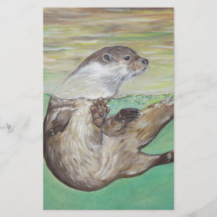 Otter-schildering van de afspeelrivier briefpapier
