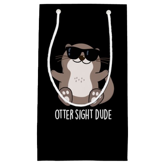 Otter Sight guy Funny Animal Pun Dark BG Klein Cadeauzakje (Voorkant)