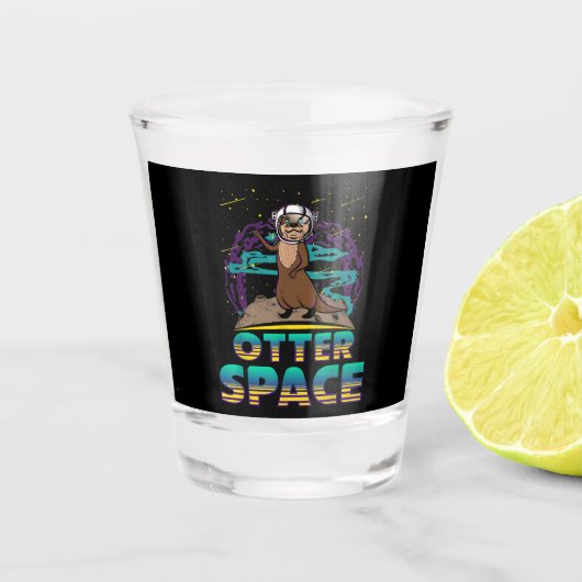 Otter Space Cute Funny Otter Lover Pun Gift Shot Glas (Voorkant)