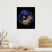 Otter Space Funny Astronaut Otter Pun Dark BG Poster (Keuken)