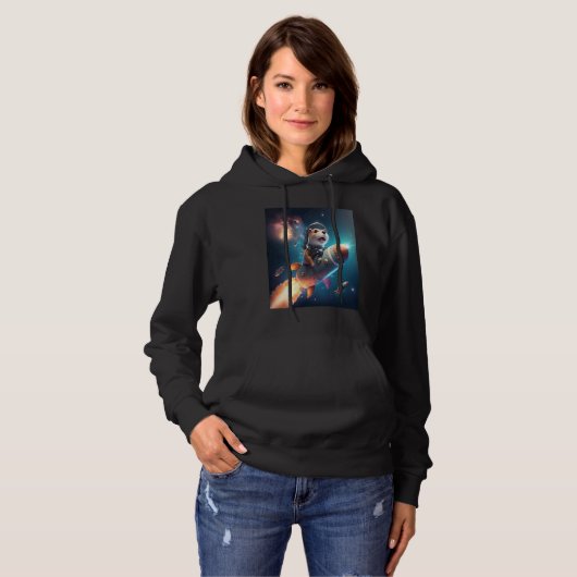Otter Space Puns Space Otter Riding A Rocket Hoodie (Voorkant volledig)