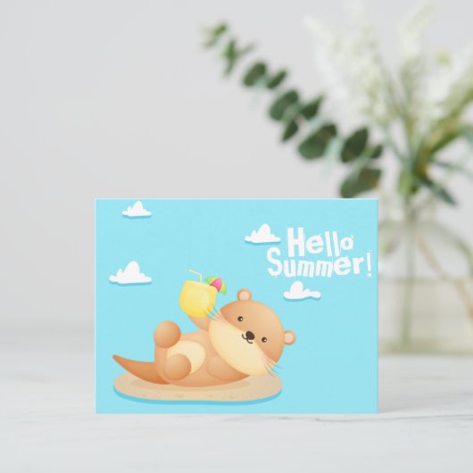 Otter Summer Briefkaart (Staand voorkant)