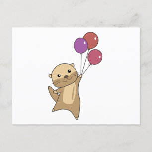 Otter Sweet Animal vliegt met ballonnen omhoog Briefkaart