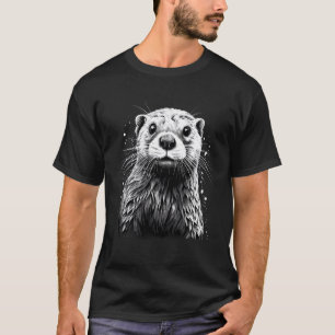 Otter tekening dieren in het wild print spetter wi t-shirt