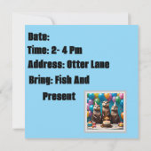 Otter Triplets Anniversaire, Invitation De Fête, (Dos)
