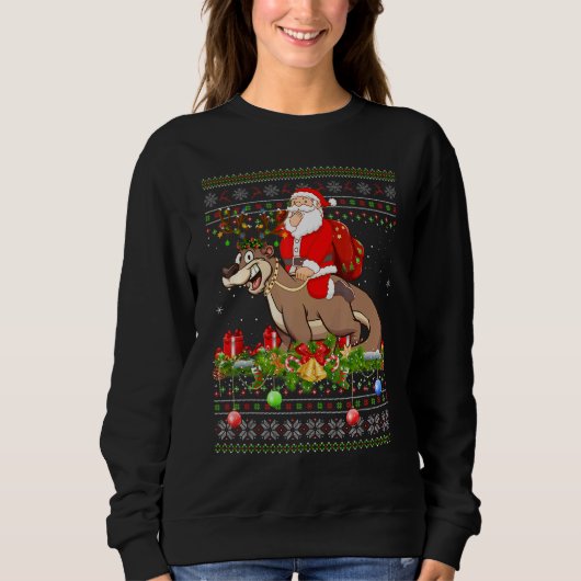 Otter  Ugly Santa Riding Otter Christmas Trui (Voorkant)