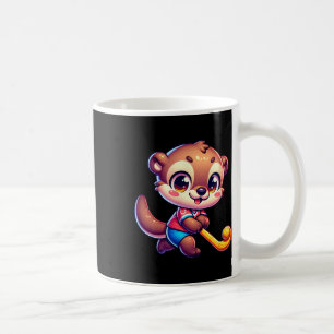 Otter Veldhockey Cartoon Speler Schattig Sport Mas Koffiemok