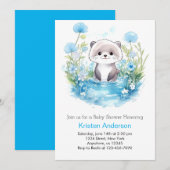 Otter Wildflower Blue Boy Baby shower Kaart (Voorkant / Achterkant)