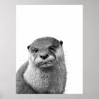 Otter Woodland Modern Portret zwart wit