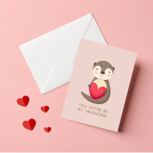 Otter zijn mijn valentijn Punny Schattigee Kinder  Feestdagen Kaart