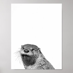 Otter Zwart Wit Blokhut Babykamer Foto Poster