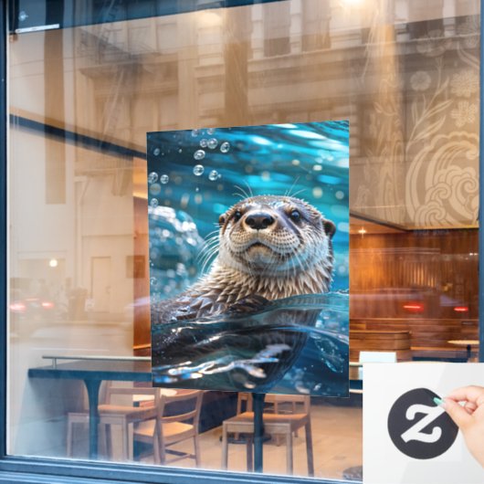 Otter Zwemt Raamsticker (Cafe Raam)