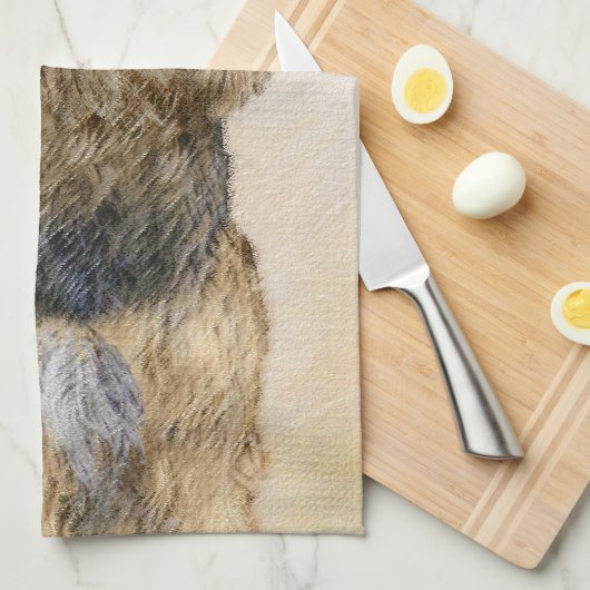 Otterhondschildering - Kute Original Dog Art Theedoek (Quarter Fold)