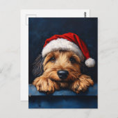 Otterhound in een kerstmuts briefkaart (Voorkant / Achterkant)