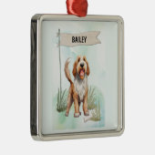 Otterhound Watercolor Personalized Dog Metalen Ornament (Rechts)