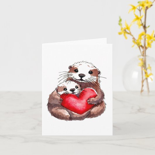 Otterlijk Adorable Wenskaart Kaart (Gele Bloem)